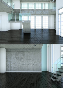 现代室内阁楼设计与楼梯3D招图片