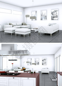 现代室内阁楼设计与沙发3D招图片