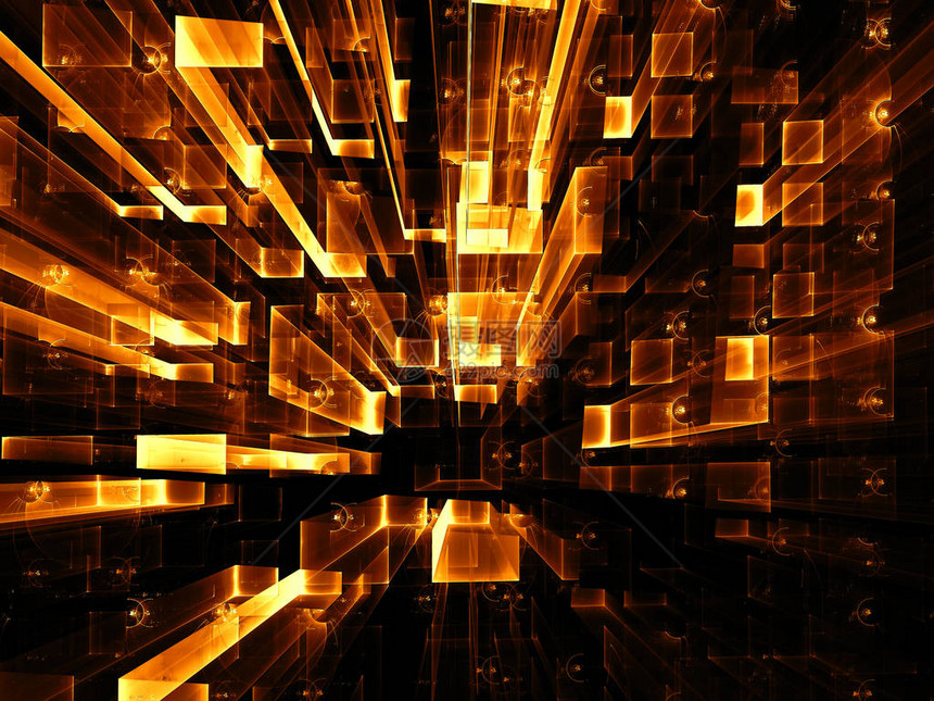黄金技术背景计算机生成的抽象图像数字艺术图片
