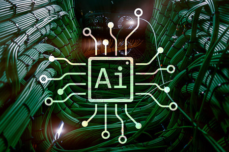 AI人工智能自动化和虚拟屏幕上的现代信息技术概念图片