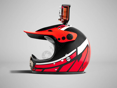现代红色的红色摩托车头盔图片