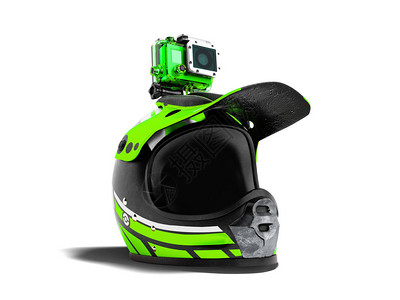现代绿色摩托车头盔图片