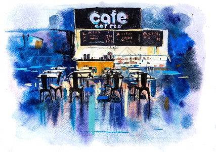 城市景色风景街咖啡馆Wat图片
