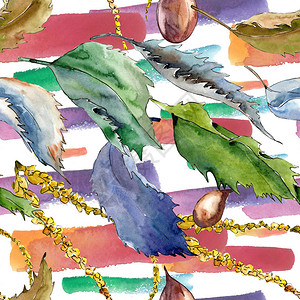 甜栗子叶植物园花卉叶子无缝背景图案织物壁纸打印纹理背景纹理包装图图片