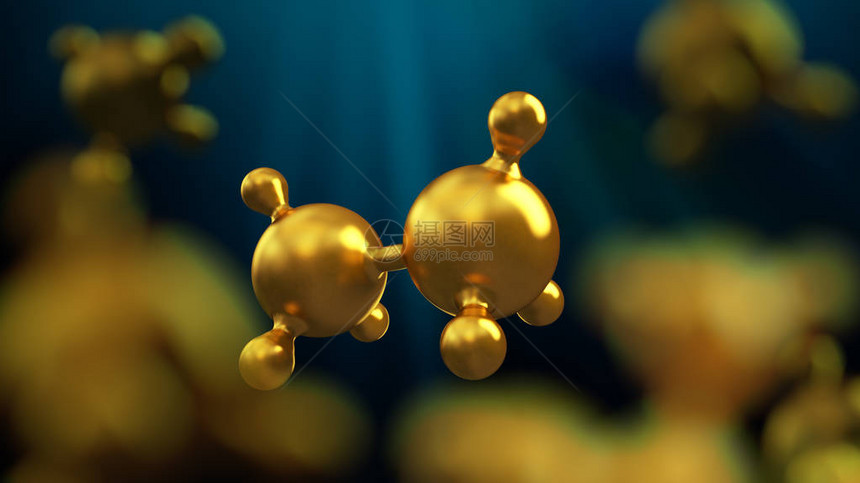 抽象金属分子背景的3D插图图片