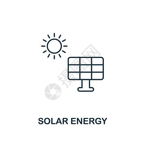 太阳能图标轮廓样式来自电力和能源图标集合的高级象形图设计简单的细线元素用于网页设计移动应用程序和打印使用背景图片