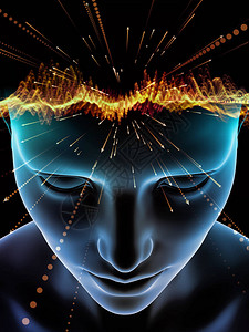 心灵系列的元素关于科学教育和心灵力量的人头和技术符号的图片
