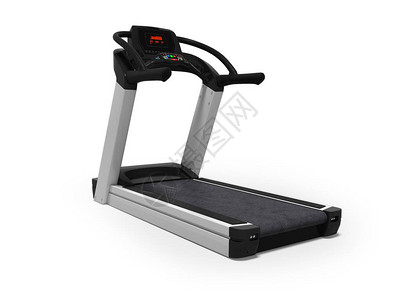 3D健身房训练的TreadMill机在白色背景图片