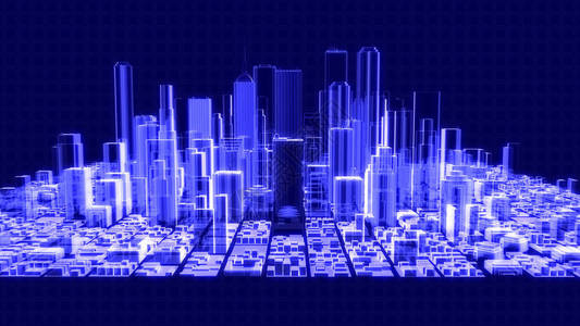 全息城市的3D插图图片