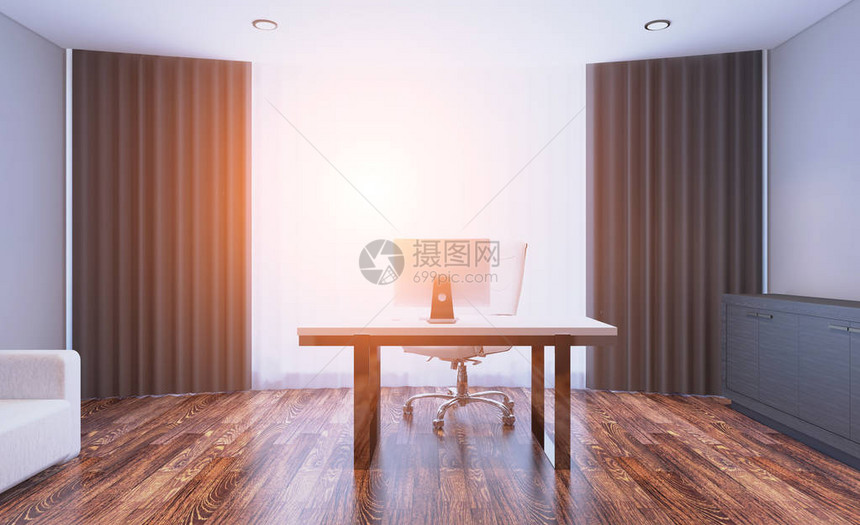 室内开放办公空间像会议室一样模拟3图片