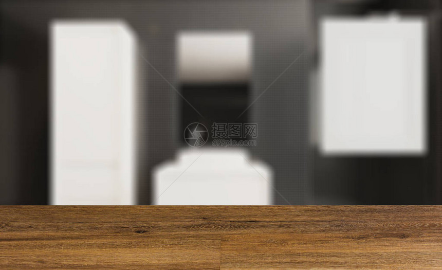 空白的木桌地板马赛克墙宽敞的浴室图片