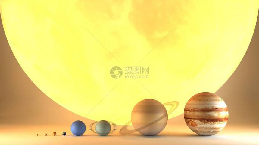 太阳系行星直径大小星等比例本图像的元素由美国航天局提图片