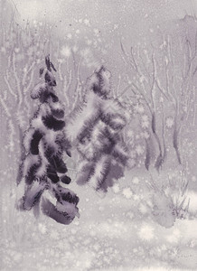 冬季森林水下有雪颜色背景灰图片