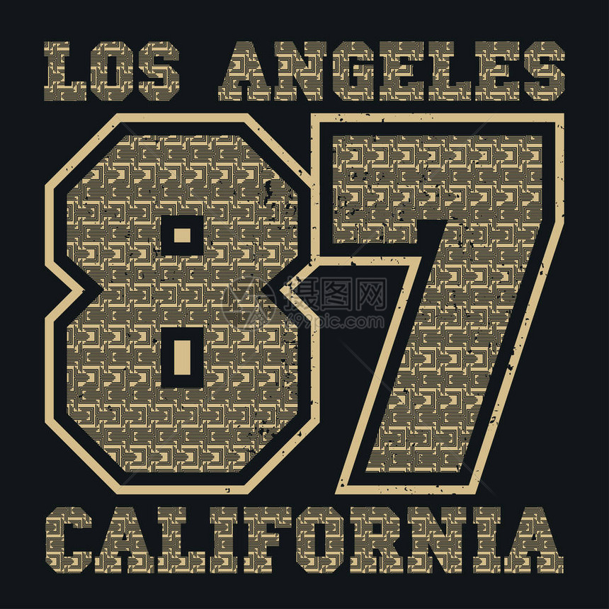 洛杉矶T恤衫加利福尼亚图形体育徽标设计图片