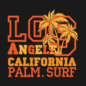 洛杉矶棕榈冲浪打字运动加利福尼亚T恤衫标志图形老式运动图片