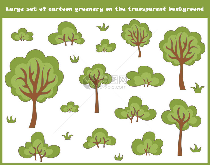 在透明背景下被隔离的大型卡通树图片