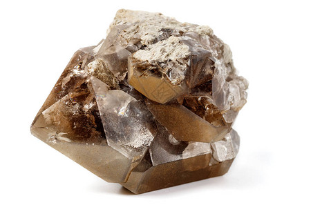 白色上的大型矿物石烟熏石英高清图片