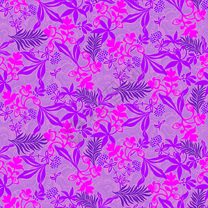 热带树叶图案霓虹色热带树叶和花朵的图片