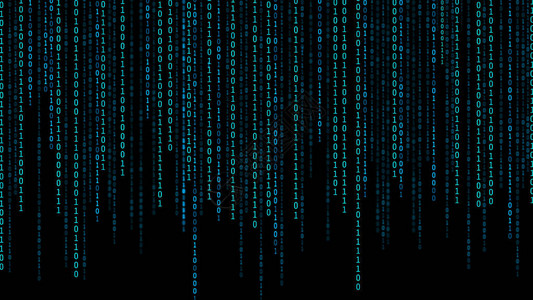 计算机屏幕上的01或二进制数在监控矩阵下的数字数据代码中的黑客或技术概念抽象插图背景图片