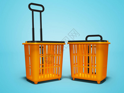橙色塑胶两篮子在超市三德公司购买图片