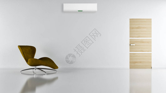 现代明亮的室内装饰客厅带空调插图3D渲染计图片