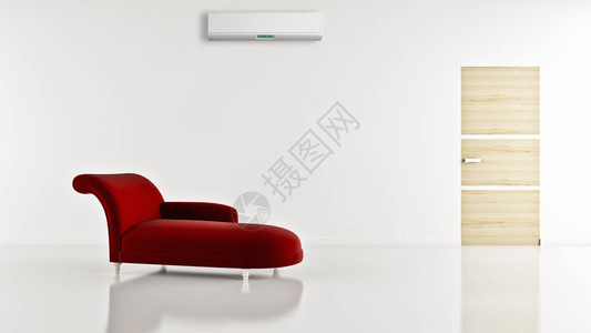 现代明亮的室内装饰客厅带空调插图3D渲染计图片