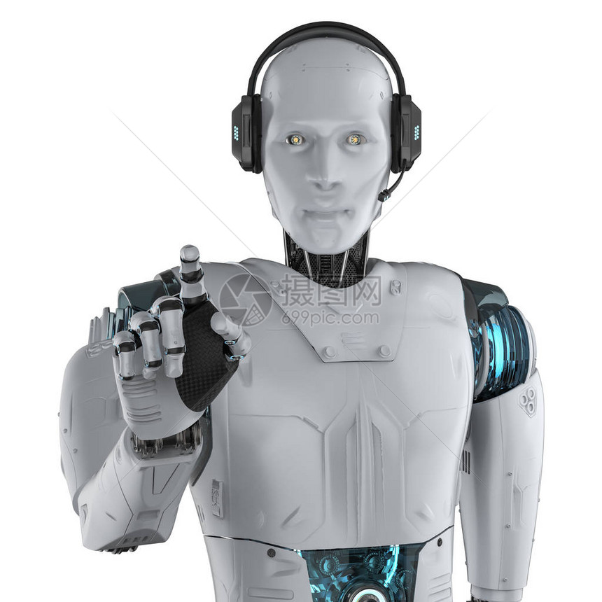 聊天机器人概念与3d渲染类人图片