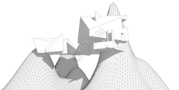 抽象建筑素描3D插图图片