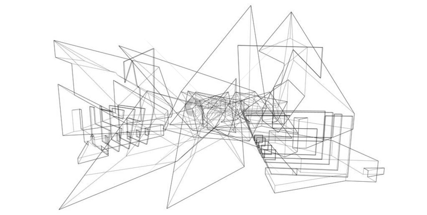 抽象建筑素描3D插图图片