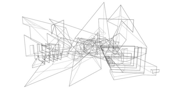 抽象建筑素描3D插图图片