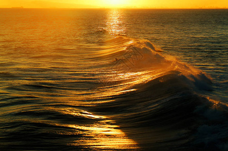 日落金波太平洋图片