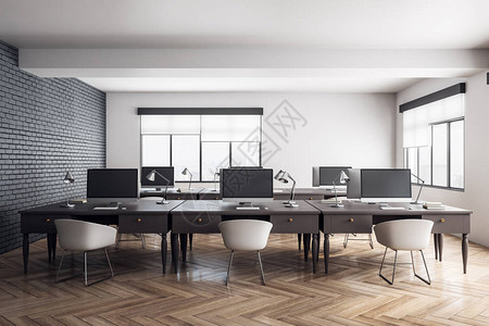 办公场所和设计概念3D招标3D与日光合木的地板和窗户相配木背景图片