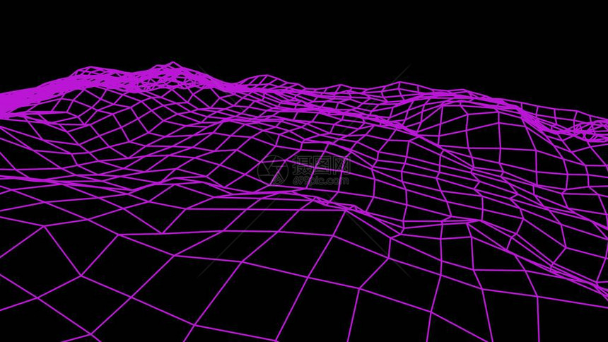 复古网络空间网格多边形线框景观绘图形插图背景新质量复古风格酷漂亮的4图片