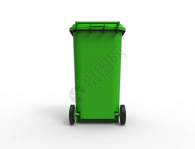 在白色工作室背景中隔离的绿色消费者垃圾箱集装箱3D复制图片