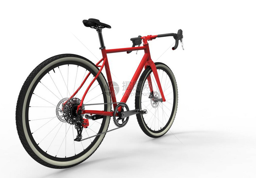 3D渲染现代高速红色运动竞赛自行车的插图图片