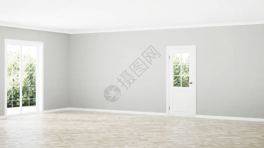 现代房屋内部空荡的房间3D渲染背景图片
