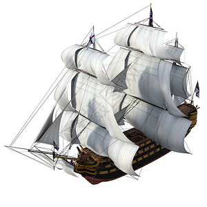 3D白色背景的幻想帆船图片