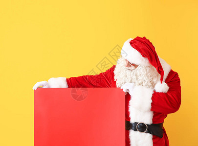 圣誕老人的肖像与彩色背景图片