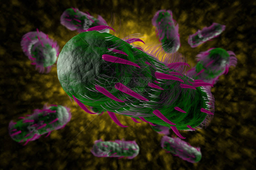 健康科学背景3D插图中也称为生态细菌的图片
