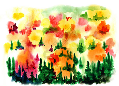 秋天的森林水彩背景秋天的森林水彩背景图片