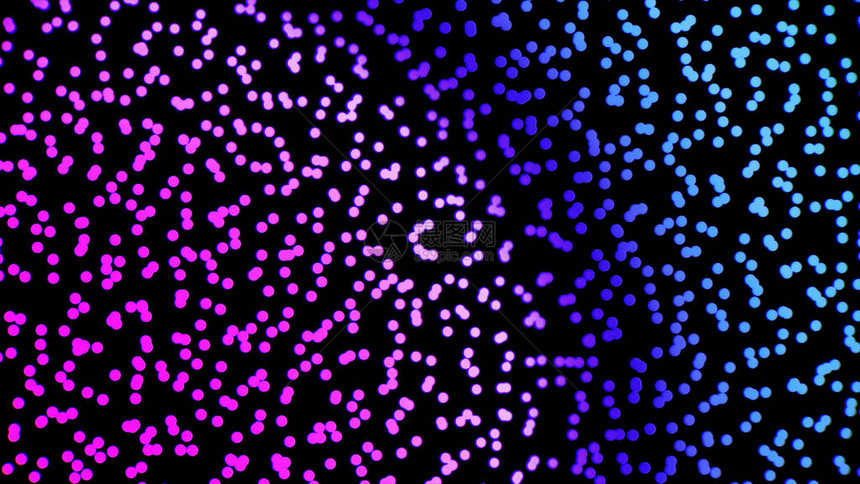 黑色背景上的抽象彩色流动小颗粒圆形图片
