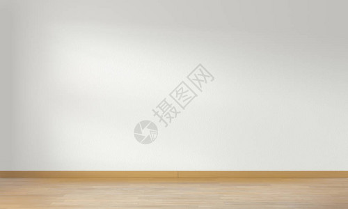 最小的房间白墙和木地板3d渲染图片