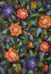 设计师花卉油画收藏室内装饰画布上的现代抽象花卉艺术不同盛背景图片
