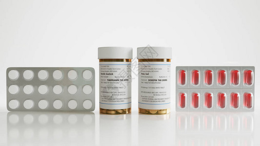 罐装药片和抗抑郁胶囊图片