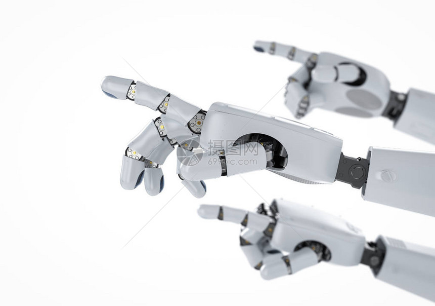 3d一组机器人手或半机械手指尖图片