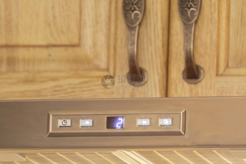 LED照明厨房喷雾器的数字控制面板有选择的焦点和浅图片