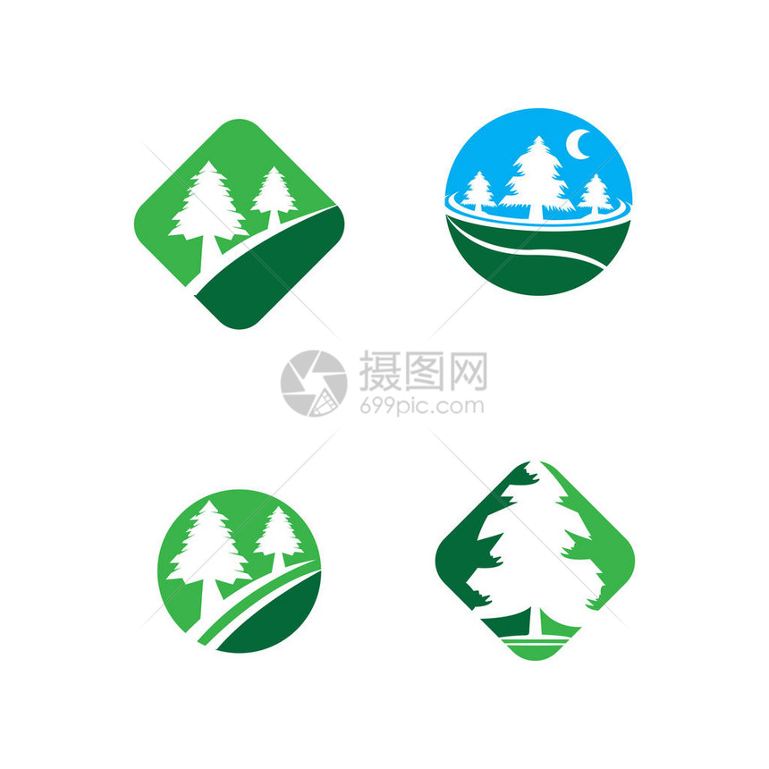 松树标志插画矢量设计图片