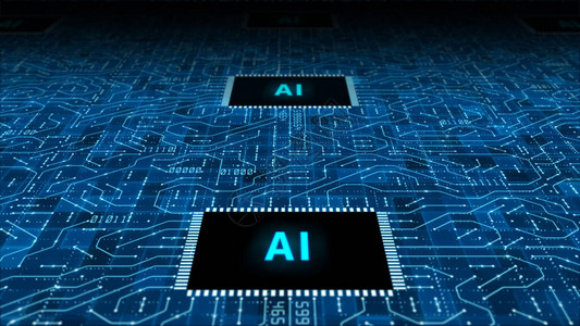 AI人工智能技术的未来概念CPU中央处理器单元和电子和背景图片
