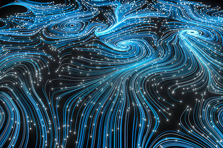 漩涡线模式发光粒子轨迹三维渲染图片