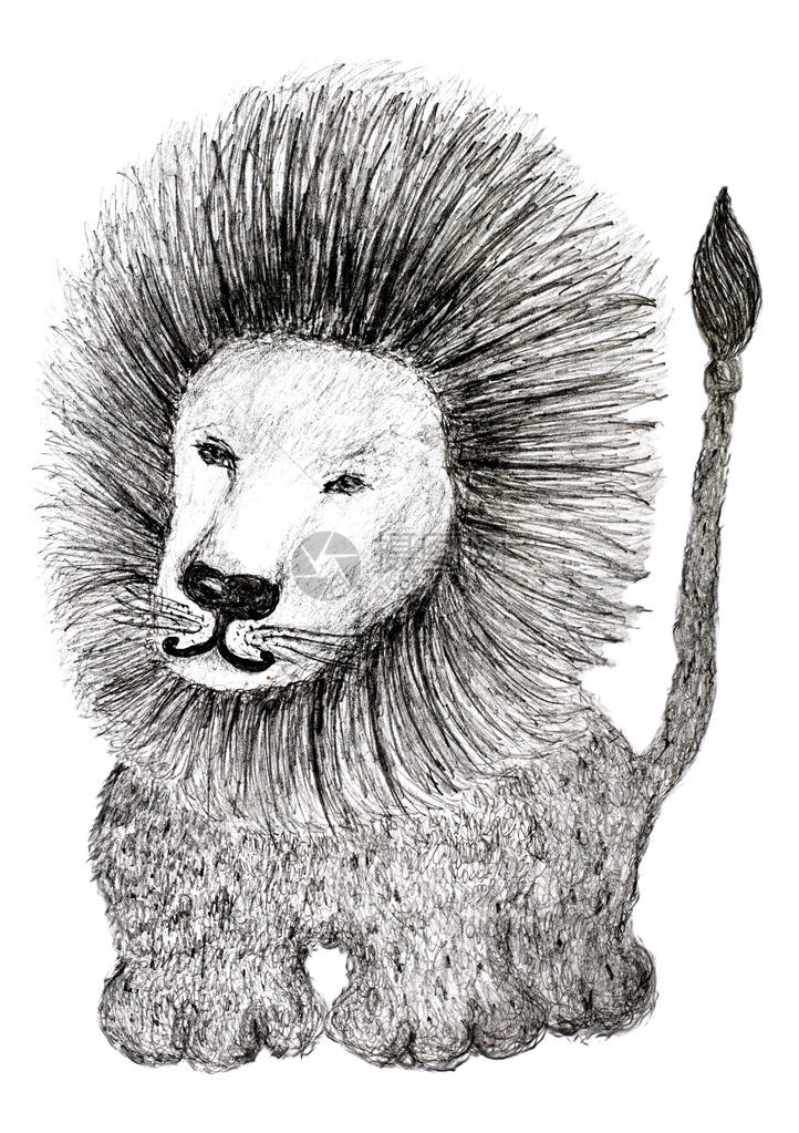童话般狮子的笔画儿童创造力描绘了图片